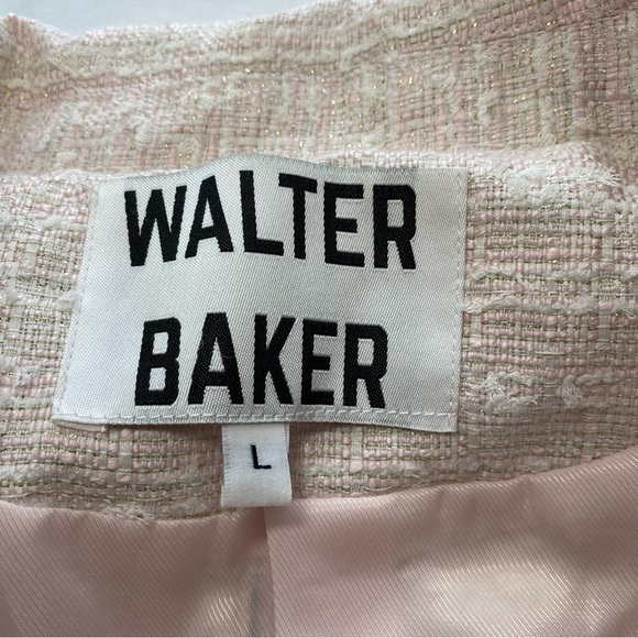 Walter Baker Boucle Blazer pink white metallic gold thread single-breast size L - Picture 11 of 16